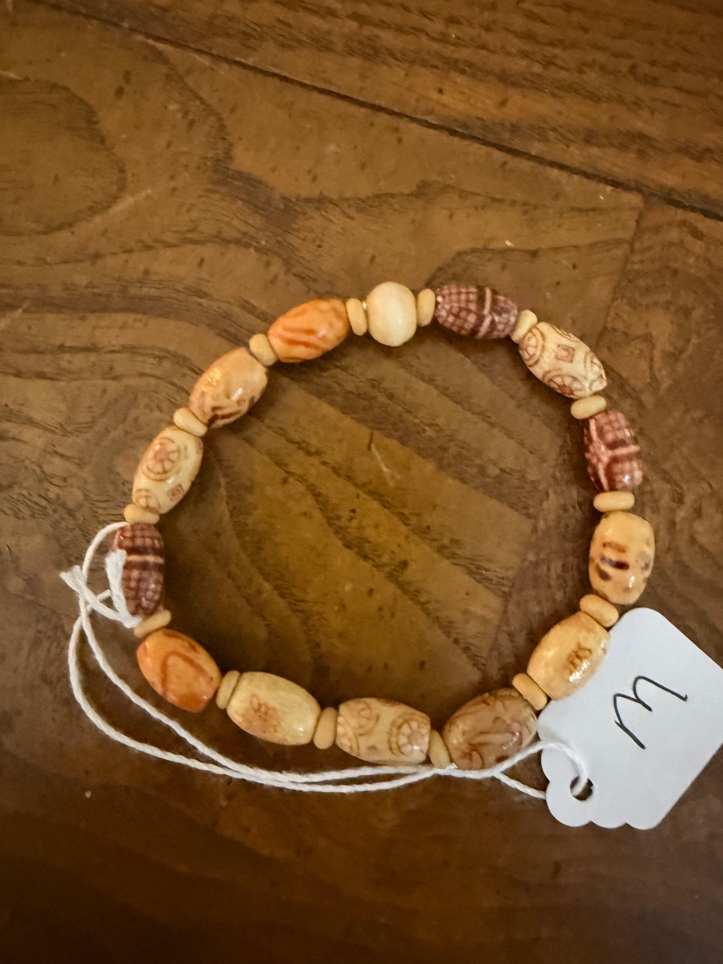 Handmade Wood Bead Stretch Bracelet – Earthy Boho Home Decor Accessory | One‑of‑a‑Kind Handcrafted Gift