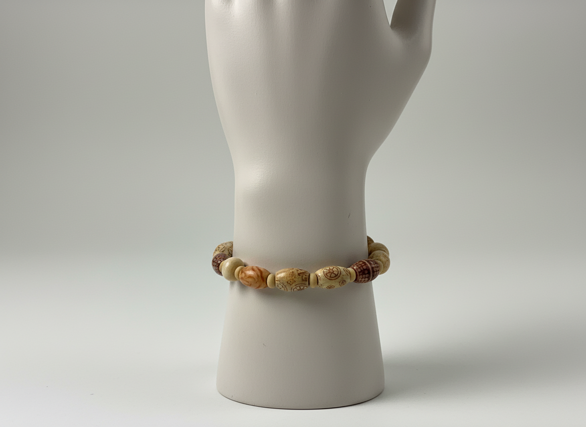Handmade Wood Bead Stretch Bracelet – Earthy Boho Home Decor Accessory | One‑of‑a‑Kind Handcrafted Gift