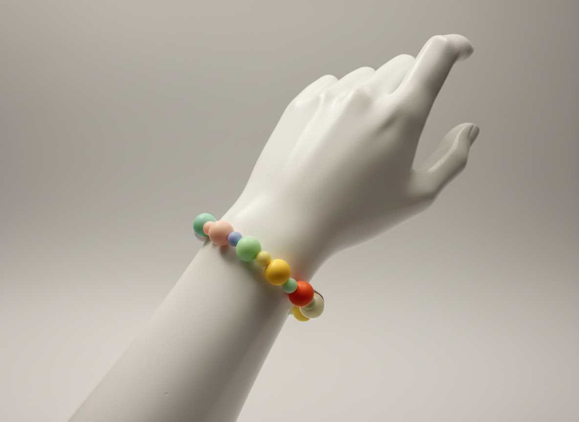 Kids’ Bead Bracelet – 6.5" Adjustable | Pastel Rainbow | Handmade Home Decor-Inspired Accessory Handcrafted