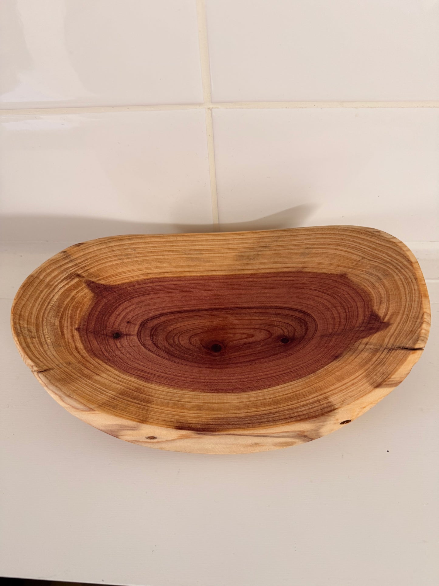 Cedar Wood Bowl – 8" Wide x 2" Tall | Handmade Home Decor Fruit or Snack Dish Handcrafted