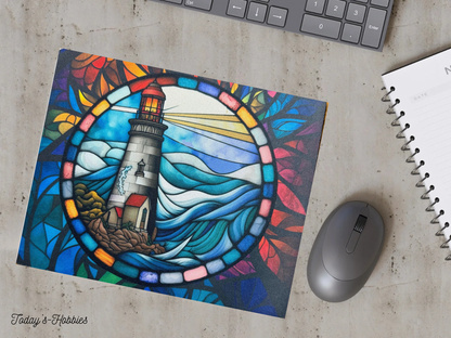 Today’s Hobbies sublimation print featuring a stained glass lighthouse design, perfect handcrafted gift ideas